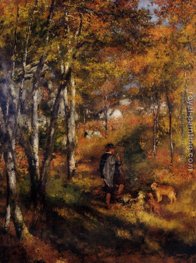 Pierre Auguste Renoir : Jules Le Coeur Walking His Dogs in the Forest of Fontaineble